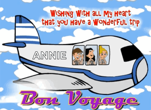 Bon Voyage Airplane Animation GIF
