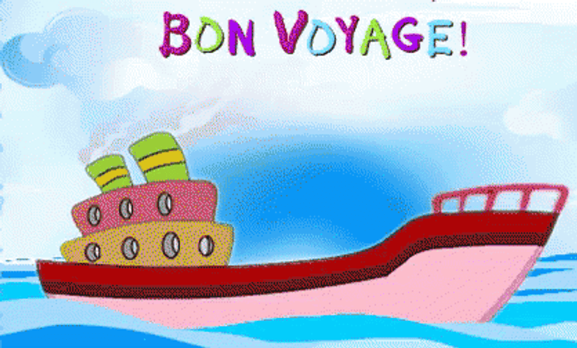 Bon Voyage Ship At The Sea GIF