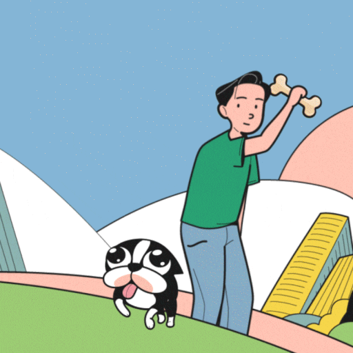 Bone Fetch Funny Head Hit Animated Dog GIF