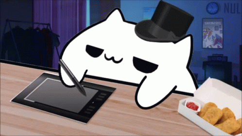 Bongo Cat Writing Wearing Gentleman Hat GIF