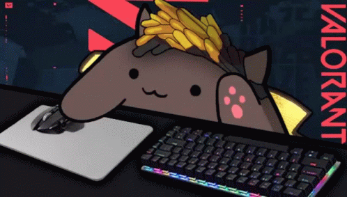 Black Bongo Cat Playing Valorant GIF