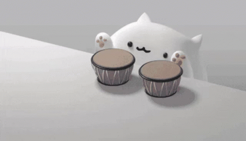 Animated Bongo Cat Tapping Bouncing Bongos GIF