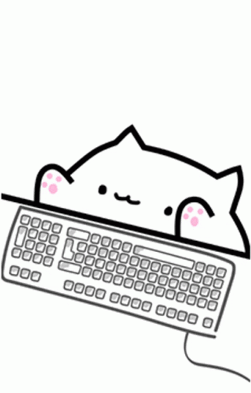 Bongo Cat Typing On Computer Keyboard GIF