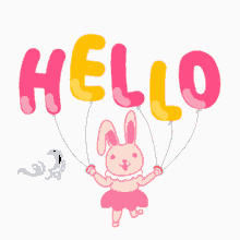 Bonjour Pink Bunny Graphic Art GIF