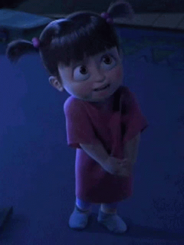 Boo from Monsters Inc. Arms Crossed in Dark