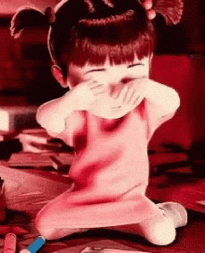 Boo From Monsters Inc Is Covering Her Mouth With Her Hands GIF