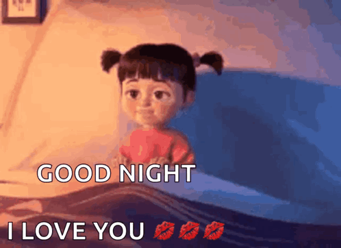 Boo From Monsters Inc Lying In Bed Good Night I Love You GIF