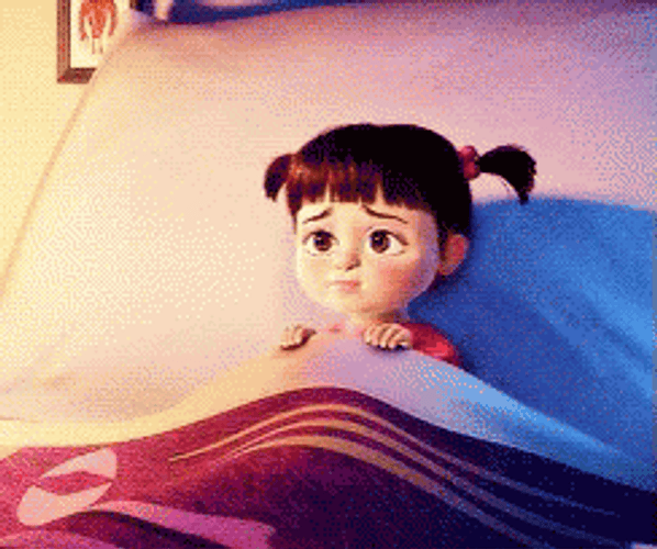 Boo Hides Under Blanket In Fear GIF