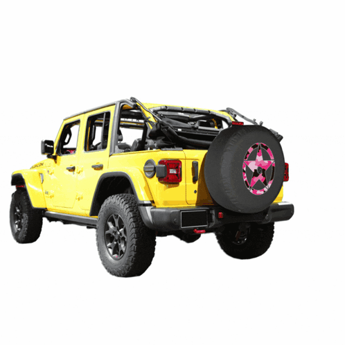 Boomerang Distressed Star Pink Camo Soft Tire Cover Jeep Wrangler Jl W / Back-Up Camera 18-23 GIF