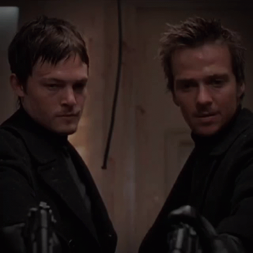 Boondock Saints Fraternal Twins Holding Gun GIF