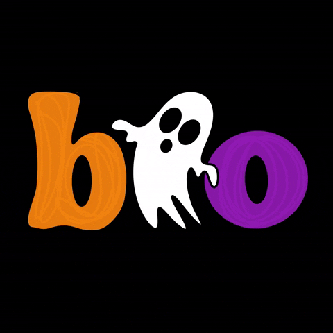 Halloween Ghost Between Booo Text GIF