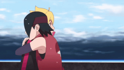 Booruto Sarada Cry Hug GIF