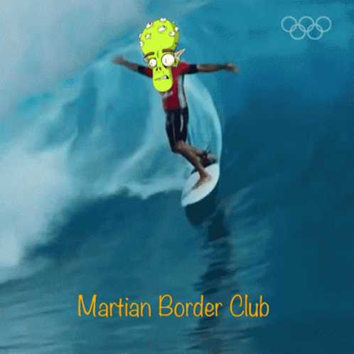 Martian Border Club Surfing Big Waves GIF