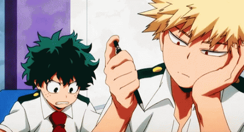 Bored Bakugou & Deku GIF