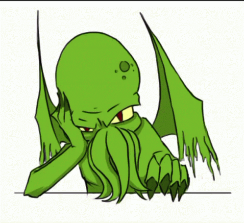 Bored Green Entity Cthulhu Running Fingers GIF
