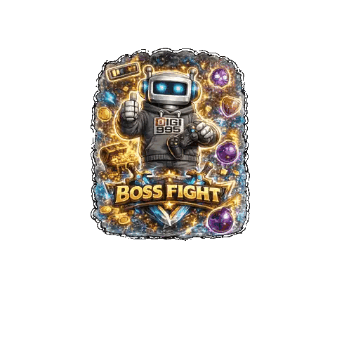 Boss Fight Poster With Robot Holding Controller