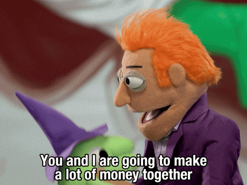Boss Makes A Dollar I Make A Dime Money Puppet GIF