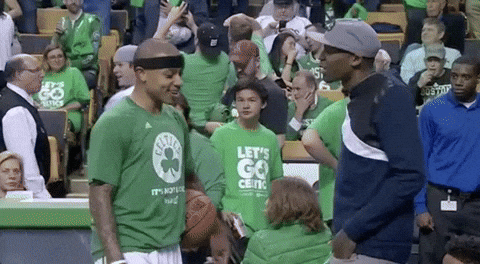 Boston Celtics Isaiah Thomas Shaking Fan's Hand GIF