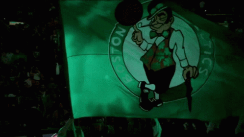 Boston Celtics Logo On Green Flag GIF