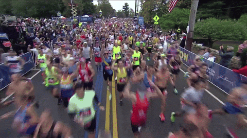 Boston City Marathon Aerial View GIF