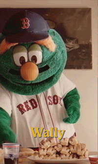 Boston Red Sox Mascot Throwing Popcorns GIF