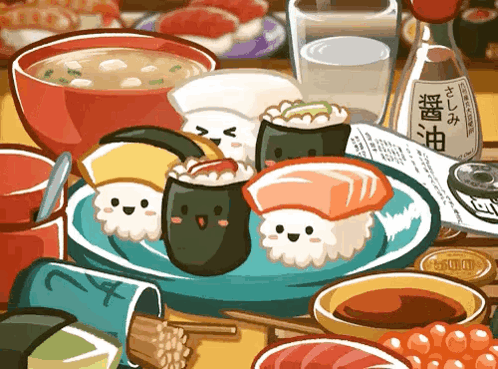Bottle Of Soy Sauce Next To Plate Of Food GIF