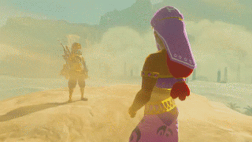 Botw Vilia Talks To Link Who Cross Dressed GIF