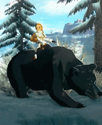 Botw Zelda Riding A Black Bear GIF