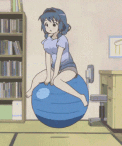 Himawari On Exercise Bouncing Ball GIF