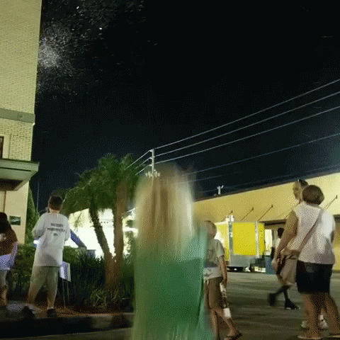 Crazy Bouncing Woman In Green Dress GIF
