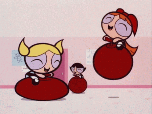 Powerpuff Girls Happy Playing Bouncing Ball GIF