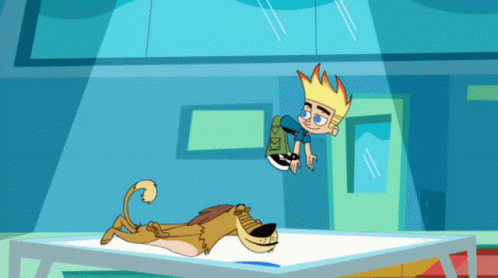 Johnny And Duke Bouncing Using Trampoline GIF