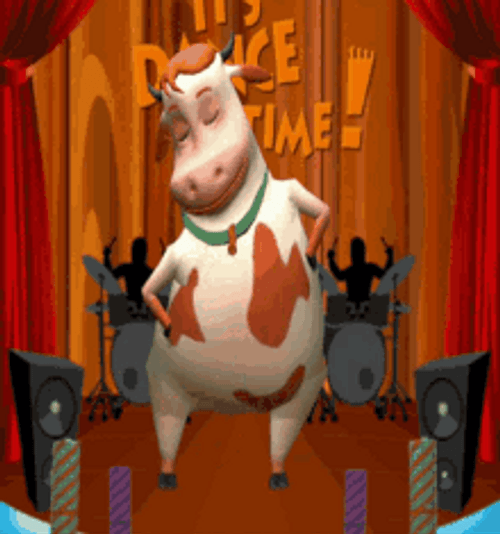 Bouncy Dancing Cow On Stage GIF