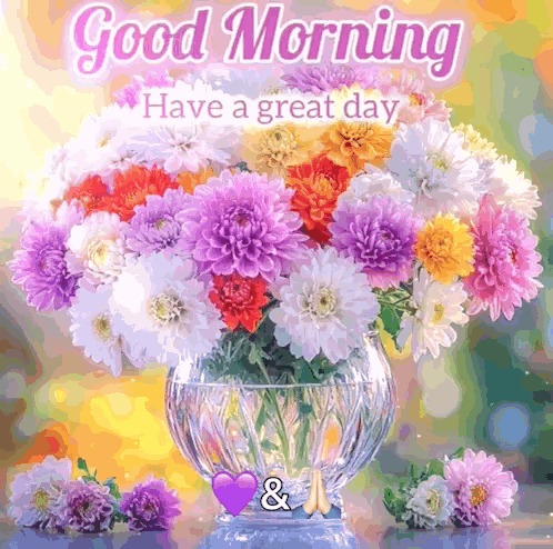 Bouquet of Flowers in Vase Good Morning