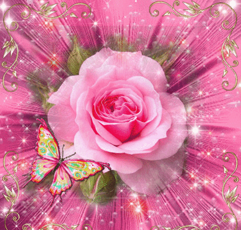 Bouquet Of Pink Roses And Daisies Good Morning GIF