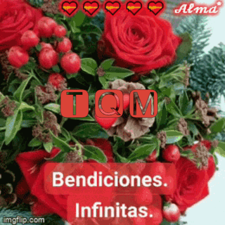 Bouquet of Red Roses With Hearts Bendiciones Infinitas