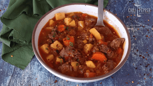 Bowl Of Beef Stew With Potatoes And Carrots GIF