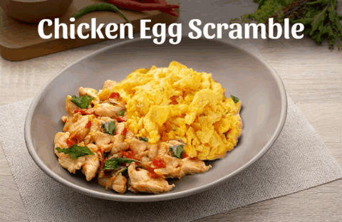 Bowl of Chicken and Scrambled Eggs