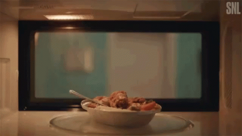 Bowl of Food in Microwave With SNL Logo