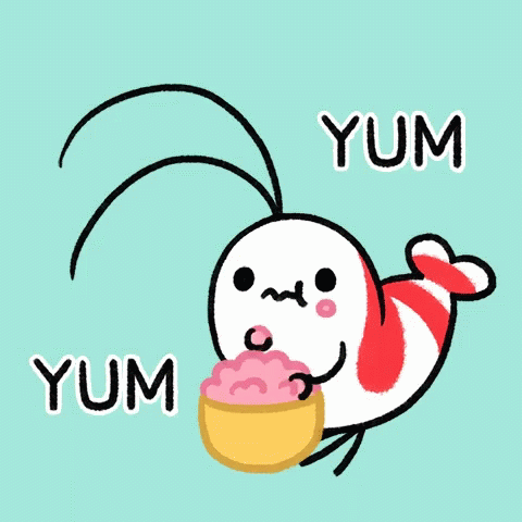 Bowl Of Noodles With Shrimp Eggs And Meatballs GIF