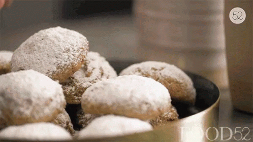 Bowl of Powdered Sugar Cookies With Number 52