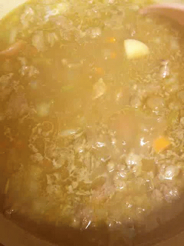 Bowl Of Soup With Meat And Vegetables GIF
