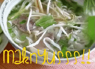 Bowl of Soup With Yellow Milky Yogurt Text