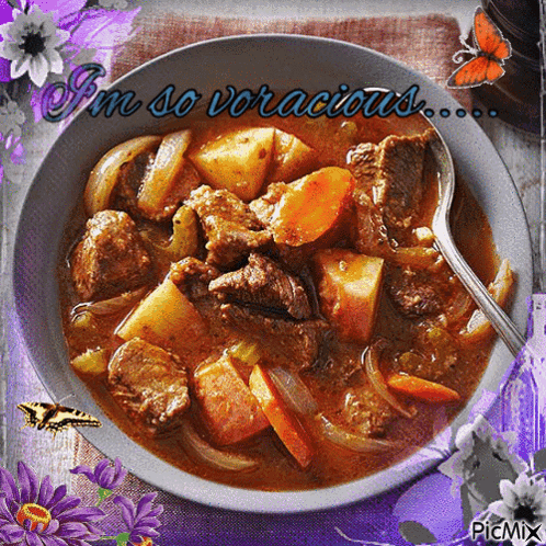 Bowl Of Stew With I M So Voracious GIF