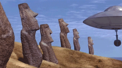 Bowling Alien Statue Strike GIF