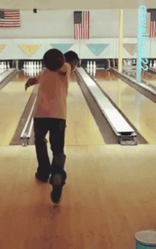 Man Bowling Alley Gutter Ball GIF