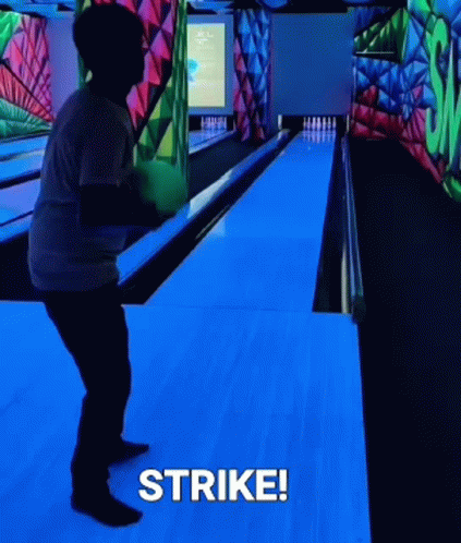 Bowling Alley Man Strike GIF