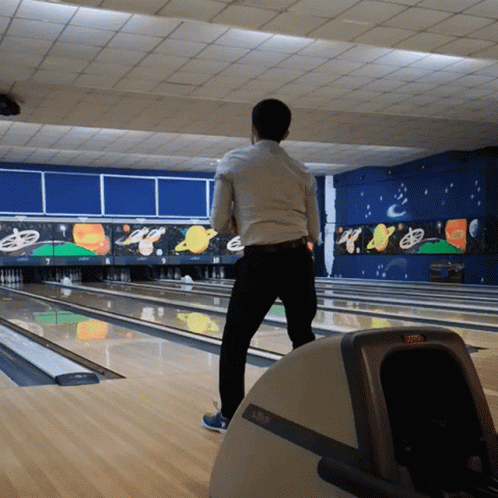 Man Dancing Bowling Alley Party GIF