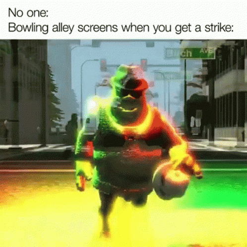 Bowling Alley Screen When You Get A Strike GIF