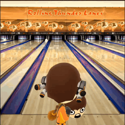 Bowling Alley With Rolling Thunder Lanes Sign